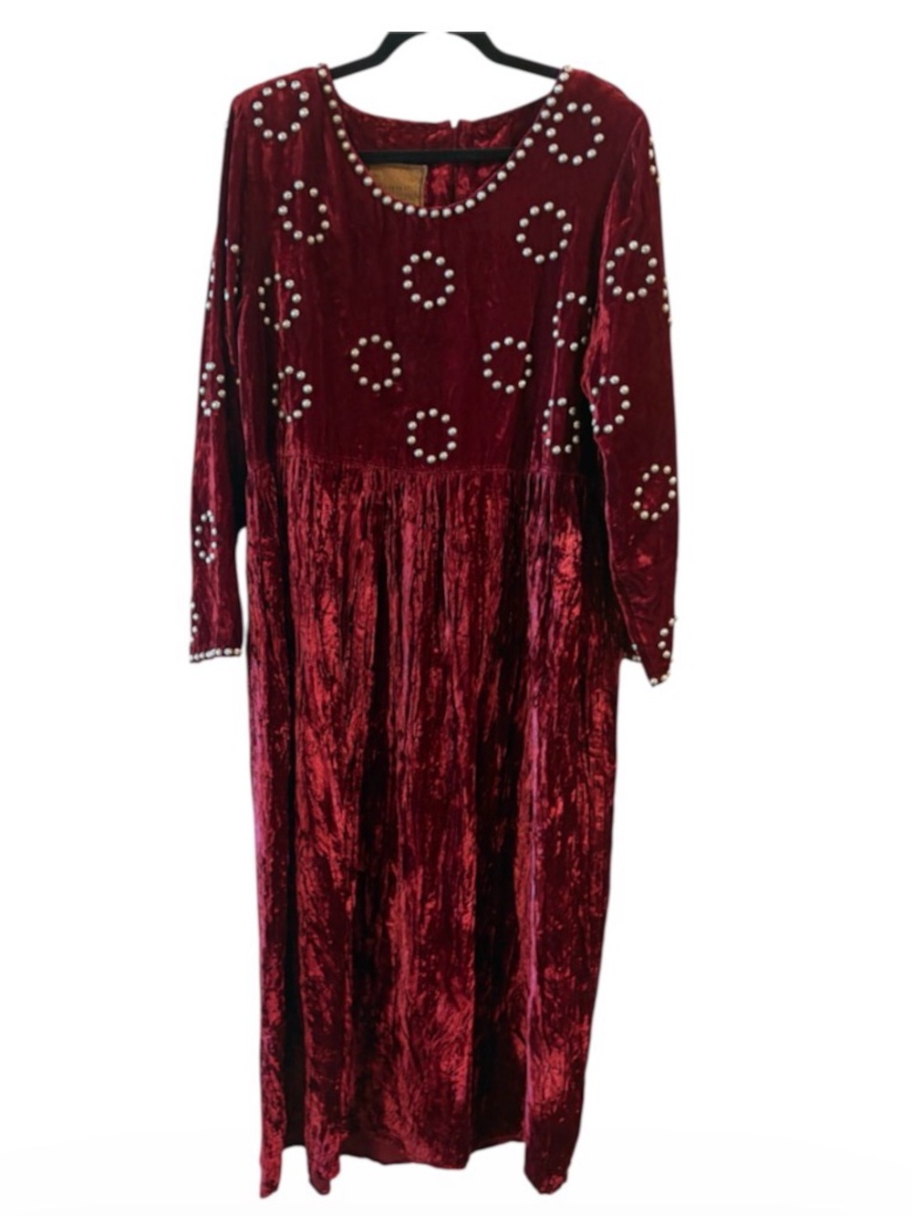 Double D Ranch Burgundy Maroon Western studded Velvet Dress Large